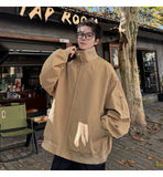 Spring New jacket man baggy Bomber jacket Windbreaker Men's Zipper Casual Jacket Solid loose coat Fashion trend Stand collar