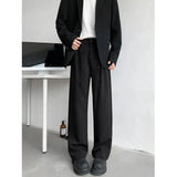 Brown Black Suit Pants Men Fashion Society Mens Dress Pants Korean Loose Straight Casual Pants Mens Office Formal Trousers M-2XL