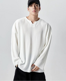 T-shirts Men Spring Advanced Japanese Style Harajuku Long Sleeve All-match High Street Fashion V-neck Handsome Popular College
