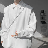 Sleek Drape Shirt Innovative Faux Two-Piece Design Modern Layered Look Stylish Comfortable Fabric Trendy Chic New Fashion Forwar