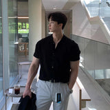 New Fashion Men Cardigan Tops Luxury Knitted Half Sleeve Shirts Leisure Button-down Shirts for Men Korean Style Premium Knitwear