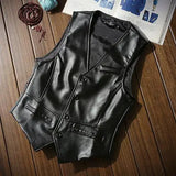 Spring Autumn Motorcycle Sleeveless Vest Jacket Korean Slim-fitting Casual Spring Mens Vest Suit Pu Leather Waistcoat