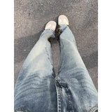 Trendy hip-hop men and women trendy personality checkered splicing straight leg jeans for couples loose retro casual pants y2k
