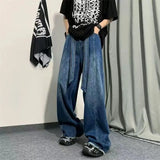 Spring and Autumn American Men and Women Trendy Personalized Straight Tube Washed Jeans Couple Loose Retro Wide Leg Casual Pants