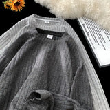 American Casual Hairy Sweatshirt Men's Autumn Winter Hip Hop Preppy Loose Lazy Long-sleeved T-shirt High-end Casual Inner Wear