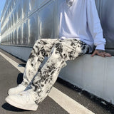 Printed jeans men Spring Tie dye Jeans Fashion trend Denim Trousers Korean Style High Street Straight Hip Hop Jean Pants man