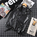 American Punk Vest Men 2025 Spring Autumn Short Sleeveless Motorcycle Style PU Leather Suit Collar Punk Vest Aesthetic