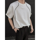 Summer Short Sleeved T-shirt Men Fashion Beige Casual T Shirt Men Streetwear Korean Loose Round Neck Black T Shirt Mens Top