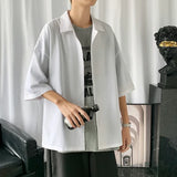 Men Shirts Summer Hip Hop Fashion High Street College Teens Korean Japanese Stylish Thin Рубашки Comfortable Simply Handsome Ins