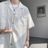 Summer Short Sleeved Shirt Men Fashion Social Mens Black Dress Shirt Korean Loose Casual White Shirt Mens Office Formal Shirts