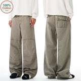 100% Cotton Autumn Men's Loose Trousers Oversized Fashion Spliced Hip Hop Streetwear Wide Legs Baggy Cargo Trousers