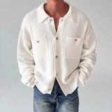 New Japanese Fashion Men Cardigan Jackets Light Luxury Knitted Button-down Long Sleeve Sweater Coat Premium Solid Color Knitwear