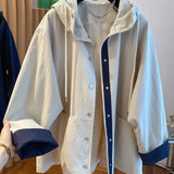 Classic High-end Hooded Windbreaker Women Spring Autumn Style 2025 New Loose Versatile Trendy Hooded Mid-length Jacket