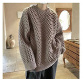 American style trendy men and women retro round neck personalized sweater couple autumn and winter lazy style casual knitted top