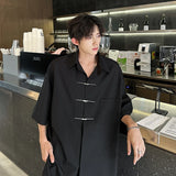 Chic Buttons Decor Shirt Men Lapel Short Sleeve Korean Style Fashion Men Clothing Summer Personality Streetwear Casual Shirts