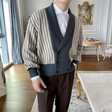 Light Mature Style Autumn Winter New Cardigan Men British Retro College Style Knitted Jacket Contrasting Suit Collar Sweater