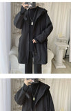 Hooded Trench Men Baggy Zip-up Overcoat Fashion Ulzzang Handsome Daily Pockets Mature Streetwear Personality Spring Autumn Soft