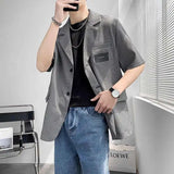 Summer Short Sleeved Blazer Men Fashion Society Mens Black Dress Jacket Korean Casual Suit Jacket Mens Office Formal Jackets