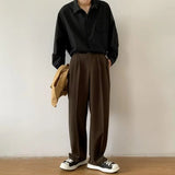 Brown Black Suit Pants Men Slim Fit Fashion Social Mens Dress Pants Korean Casual Straight Pants Mens Office Formal Trousers