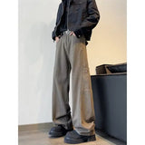American Street Spring and Autumn Men and Women Trendy Personality Straight Tube Washed Jeans Couple Loose Retro Casual Pants