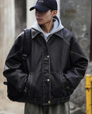 Spring Autumn Cool Handsome Oversized Black Pu Leather Jacket Men Zipper Long Sleeve Luxury Designer Clothes