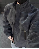 Street Zipper Jacket High-end Handsome Stand-up Collar Coat American 2025 Retro Handsome Work Jacket Loose Top Urban