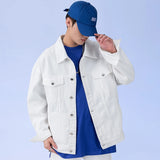 Autumn Men's Oversize White Denim Jacket Fashion Streetwear Cotton Casual Loose High Quality Jean Coats Blue Green Black