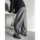 Grey Black Suit Pants Men Fashion Society Mens Dress Pants Korean Loose Casual Wide Leg Pants Mens Office Formal Trousers