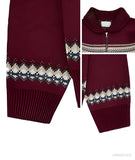 American style autumn and winter street fashion half zipper polo sweater for couples loose retro red Harajuku knit top y2k