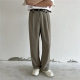 Black Khaki Suit Pants Men Slim fit Fashion Social Mens Dress Pants Korean Straight Wide Leg Pants Mens Office Formal Trousers