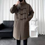 Newest Winter Men's Woolen Coat Long Style Double Breasted Overcoat Streetwear All-Match Trench Coat Black Coffee M-3XL