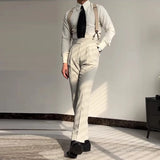New Italy Business Men Shirts Light Luxury Textured Peaked Lapel Striped Long Sleeve Cardigan Leisure High Quality Blouse M-2XL