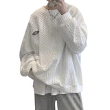 Korean Men Harajuku Sweatshirts Hip Hop Solid Color Basic O Neck Oversized Pullovers Autumn Fashion Casual Long Sleeve Tops