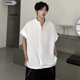 Simple Men's Shirts Turn-down Collar Pocket Solid Color Casual Tops Single Breasted Loose Male Shirt Korean Style
