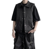 New Fashion Men's waistcoat Youth lapel Solid Sleeveless Jacket Motorcycle Ourdoor  Biker Vest for Men Clothing Concert vest