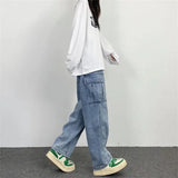 Baggy Straight Men's Cargo Jeans Fashion Streetwear Hip Hop Wide Pants Harajuku Y2K High Street Korean Male Denim Trousers