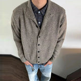 American Vintage Cardigan Coats Light Luxury Knitted Lapel Long Sleeve Men Sweater Jacket Leisure Premium Quality Knitwear M-3XL