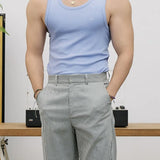 Men's Simple Solid Color Sleeveless Sports Vest Slim Elastic Quick-Drying Breathable Fashion Trend Summer New Men Gym Tops