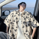 Summer Short Sleeved Shirt Men Retro Printed Shirt Men Streetwear Hip-hop Loose Flower Shirt Mens Hawaiian Shirts Plus Size 5XL