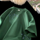 Men's Oversized T-shirts Fashion White 5XL Cotton T Shirt for Men Casual Summer Wear Bird Print Tee Shirts Men Clothing