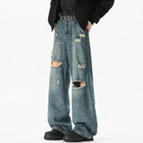 NEW Baggy jeans man Frayed Damaged Hole Baggy Wide Leg Jeans for Men and Women Streetwear Casual Ropa Hombre Denim Trousers