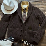 Autumn Winter New Trendy Sweaters Classic Retro Maillard Pullover Heavyweight Thickened Green Fruit Collar Versatile Cardigan