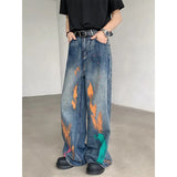 Blue Baggy Jeans Men Oversized Retro Graffiti Jeans Men Streetwear Hip-hop Loose Wide Leg Jeans Mens Vintage Denim Pants