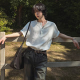 Korean Simple Elegant Short-sleeved T-shirt Men's Summer Loose Casual Half-sleeved T-shirt High-end Commuting Outfit Chic Tees
