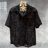 Fashion Trend Niche Design High-End Hollow Luxury Short-Sleeved Shirt Men Summer New Street Casual Y2k Shirt Mens Clothing
