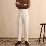 New Business Men Luxury Dropping Suit Pants Casual Solid Color Premium Dress Pants Commercial Parisian Button-down Style Trouser