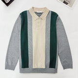 New British Business Men Polo Neck Sweater Light Luxury Commuter Patchwork Knit Long Sleeve Tops Smart Casual Premium Knitwear