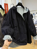 Design-sensory Zippers Trench Coat Both Sides Thin Hooded Jacket Korean 2025 Summer Spliced Jacket High-end Sunscreen Clothes