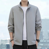 Autumn Winter Elegant Fashion Harajuku Slim Fit Ropa Hombre Loose Casual All Match Outerwear Pockets Zipper Long Sleeve Jacket