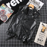 American Punk Vest Men 2025 Spring Autumn Short Sleeveless Motorcycle Style PU Leather Suit Collar Punk Vest Aesthetic